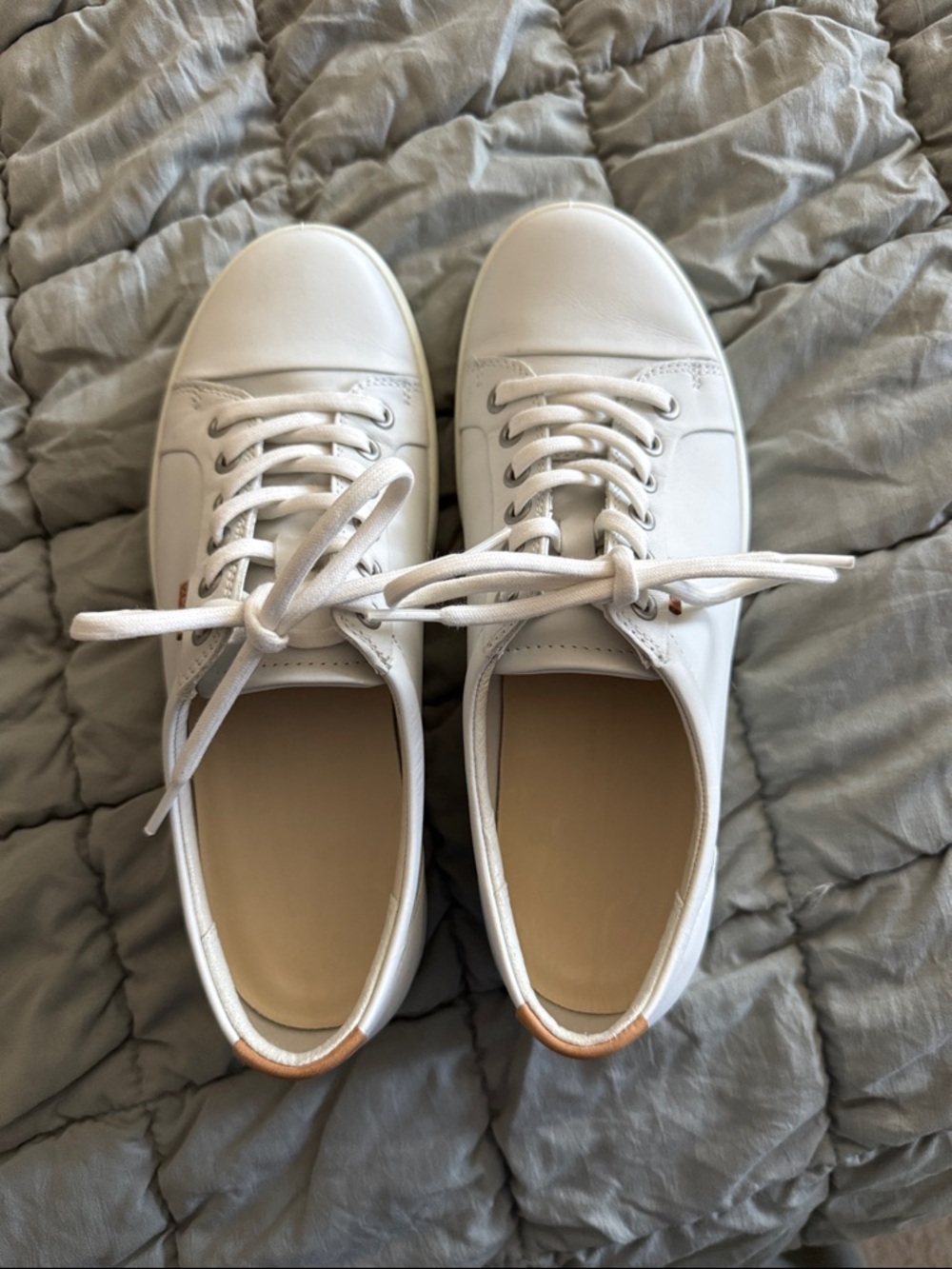 Ecco Women’s White Leather Lace-Up Sneakers. New, never worn.